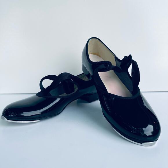 Quest Black Tap Dance Theater Shoes with Ribbon Closure Mary Jane Style - 6M - Picture 1 of 9